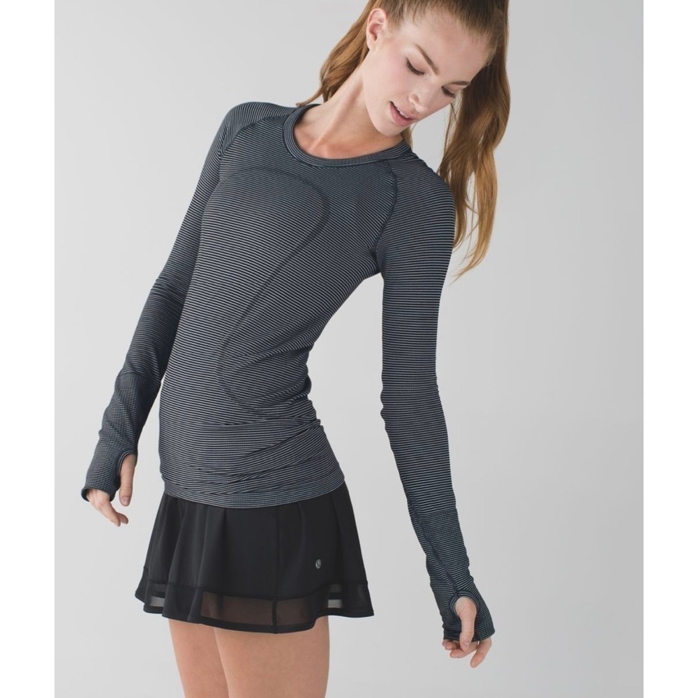 Lululemon Swiftly Tech Long Sleeve Crew Tempo Stripe Black White 8